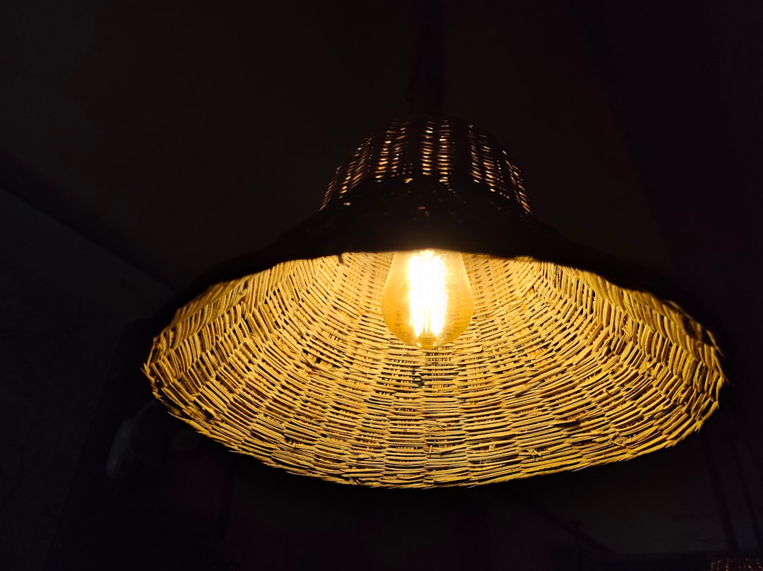 Photo cane shade floor lamp